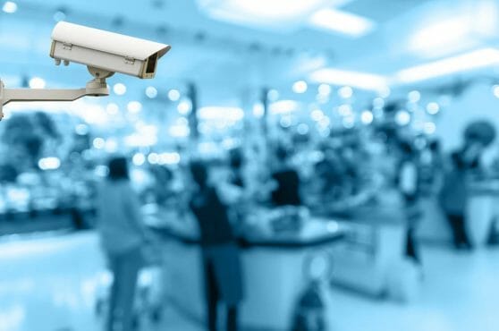 Security Camera Monitoring The Cashier Store Blur With Bokeh Bac