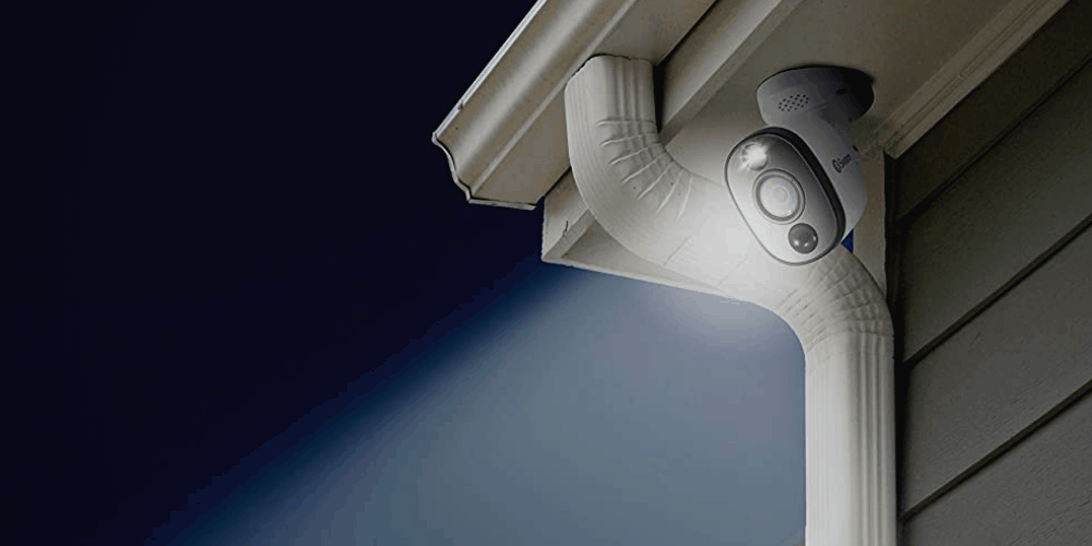 security camera at home during night time
