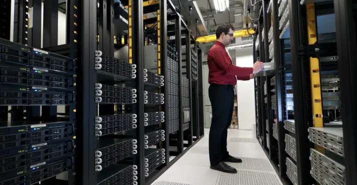 a man in a server room