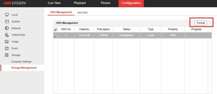 HIKVISION configuration format