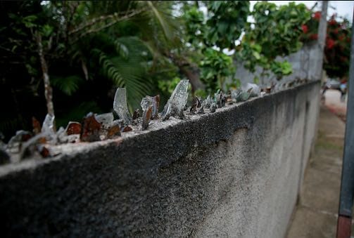 broken glass fence