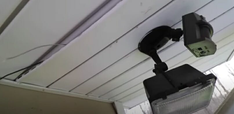 security camera wiring under sofit