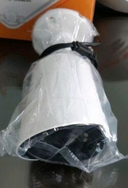camera covered with plastic bag