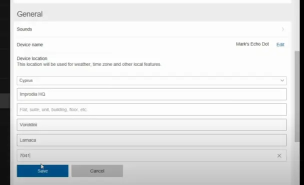 alexa general setting form