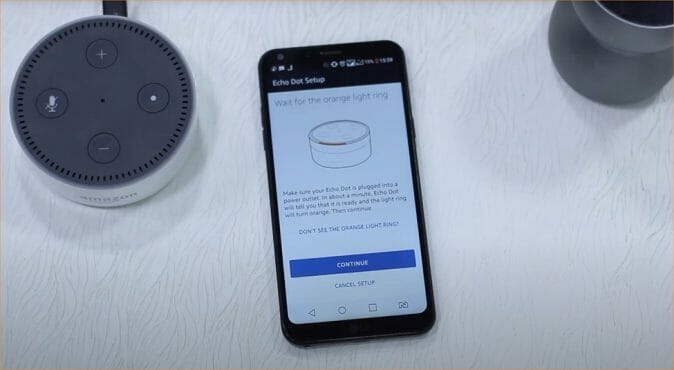 echo dot setup on phone