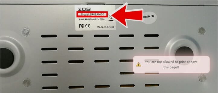 zosi model number