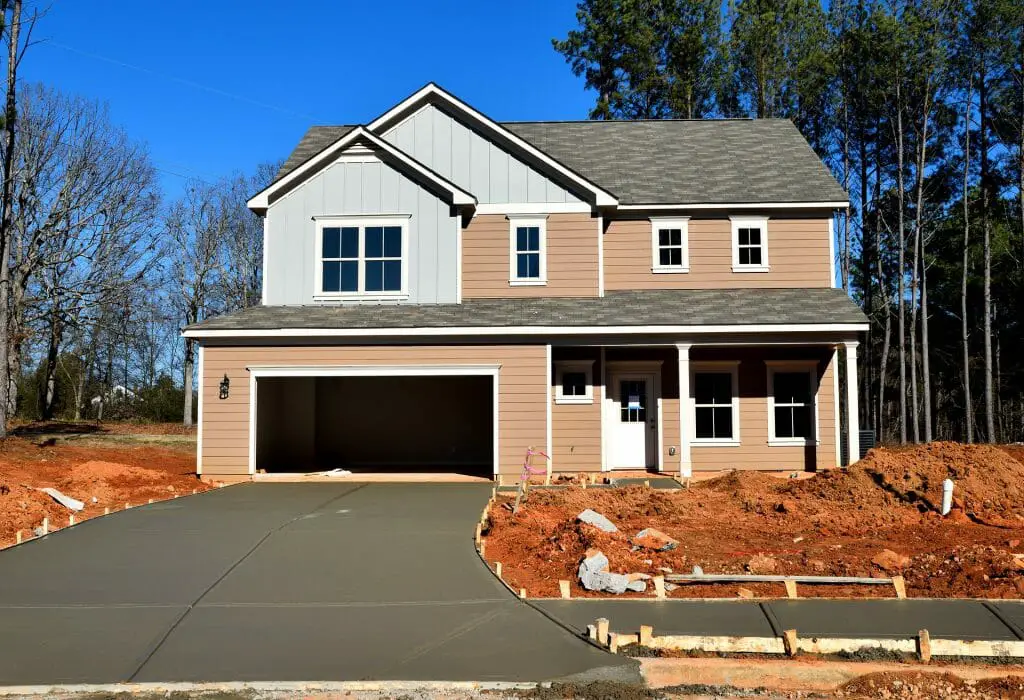 a house with an open garage