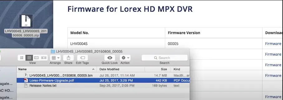 lorex firmware setup window