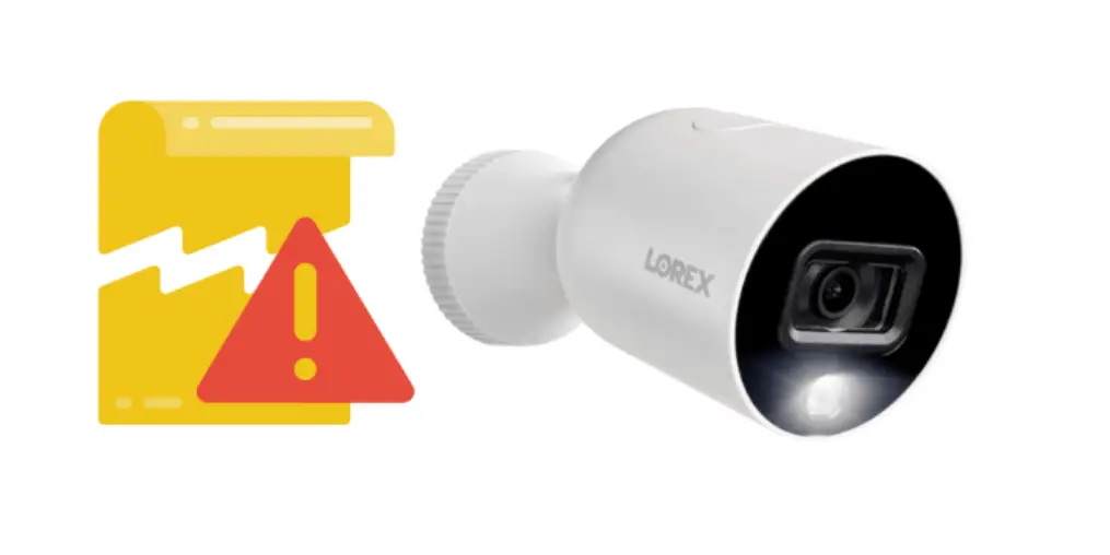 file corrupted icon beside a lorex security camera