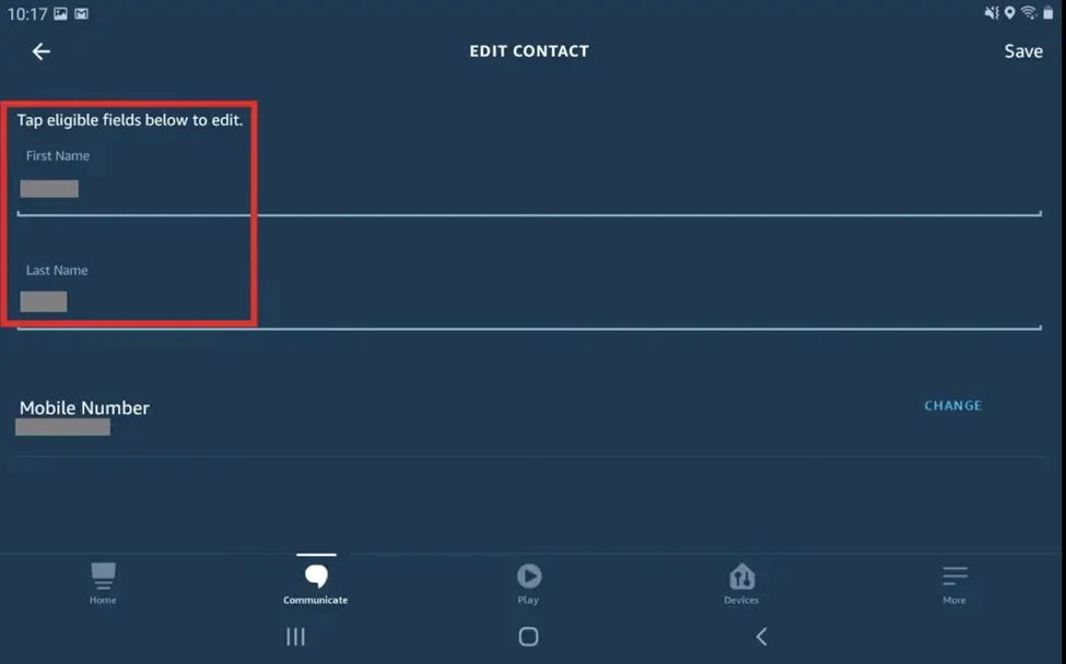 edit contact setting on Alexa