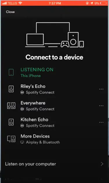 connecting device to spotify music