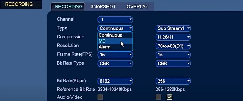 recording lorex setting