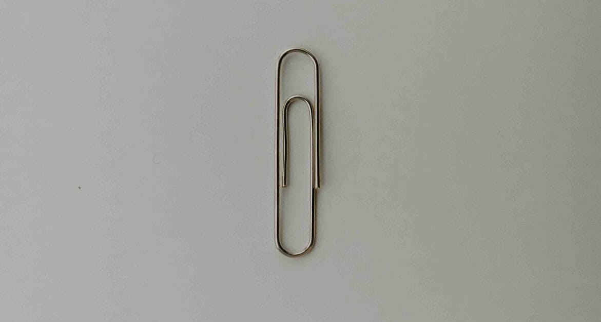 one metal paperclip