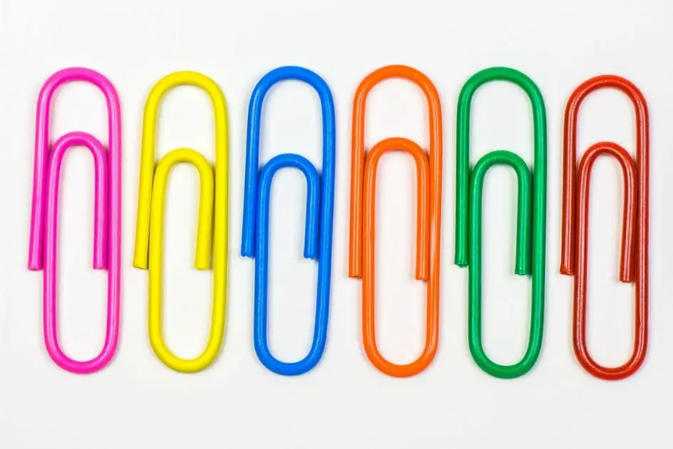 paperclips in different colors