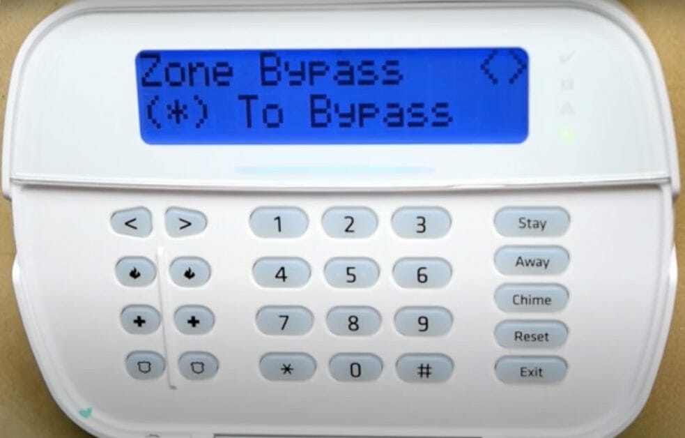 adt bypass zone setting panel