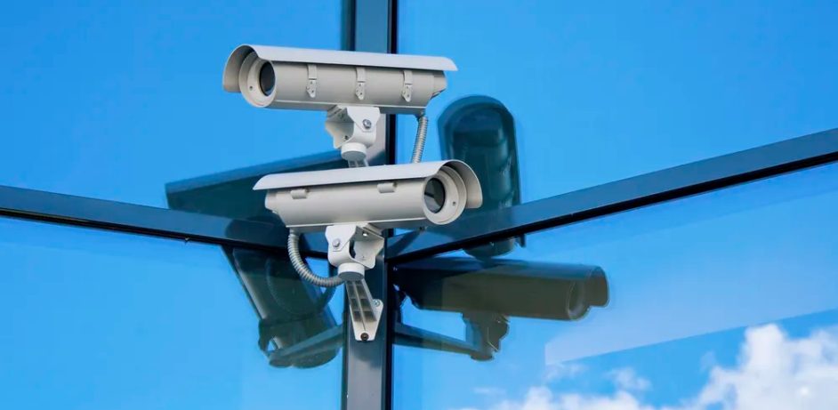surveillance cameras outside a building