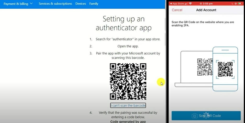 setting up an authenticator app