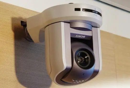 SONY security camera mounted on the wall