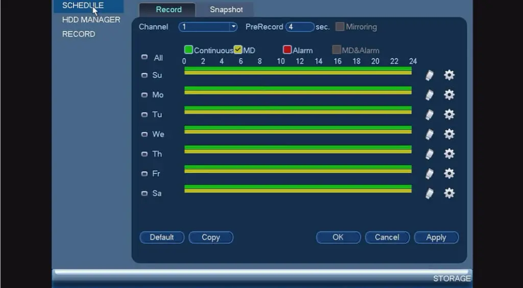 LOREX notification setting