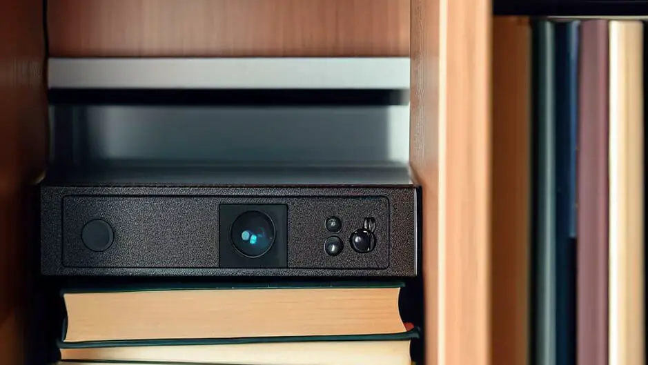 DVR device at the bookshelf