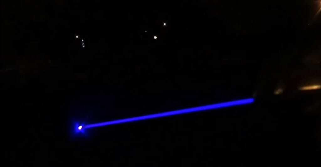 a pointer laser light in blue color