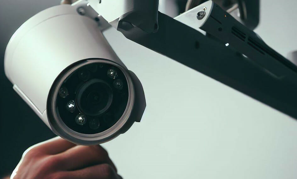 man installing a cctv