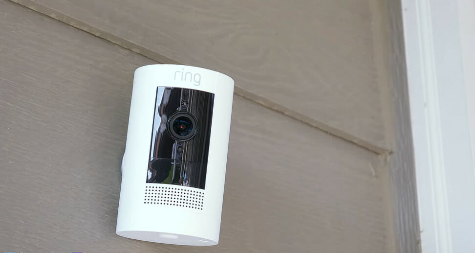 Ring Stick Up Cam mounted at the outdoor home's wall