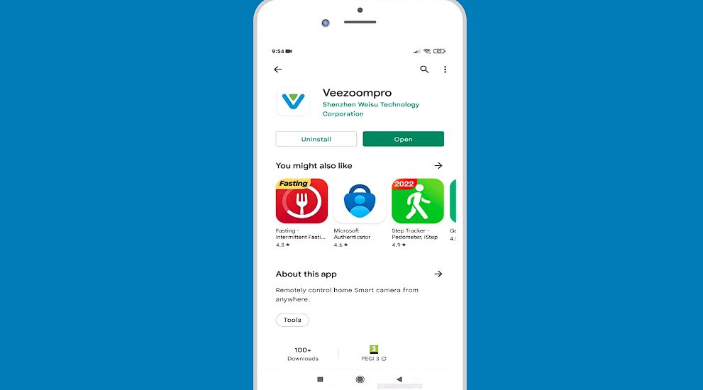 veezoompro app installed on mobile phone