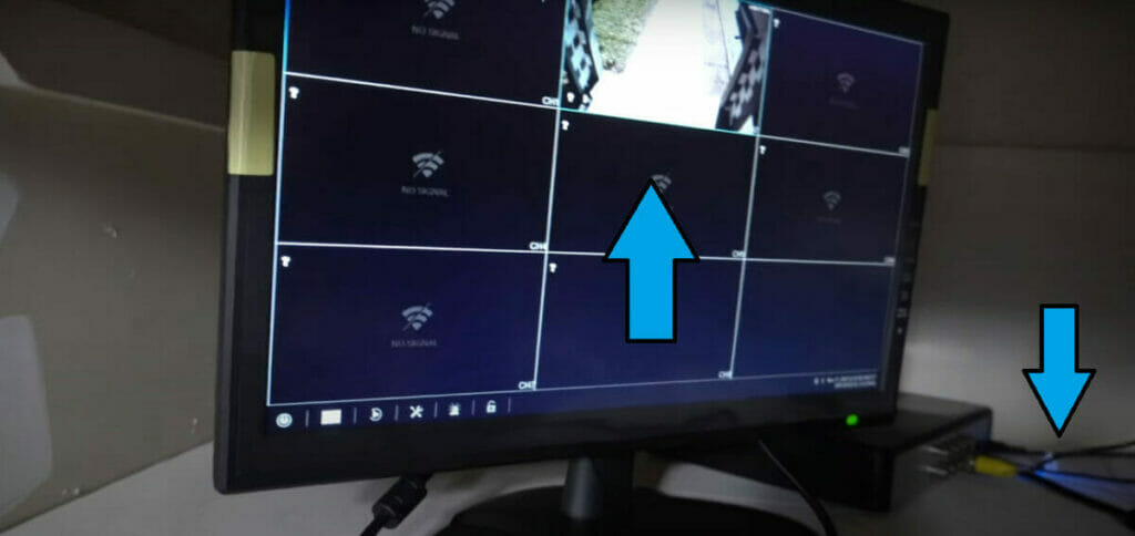 A monitor displaying the security camera footages